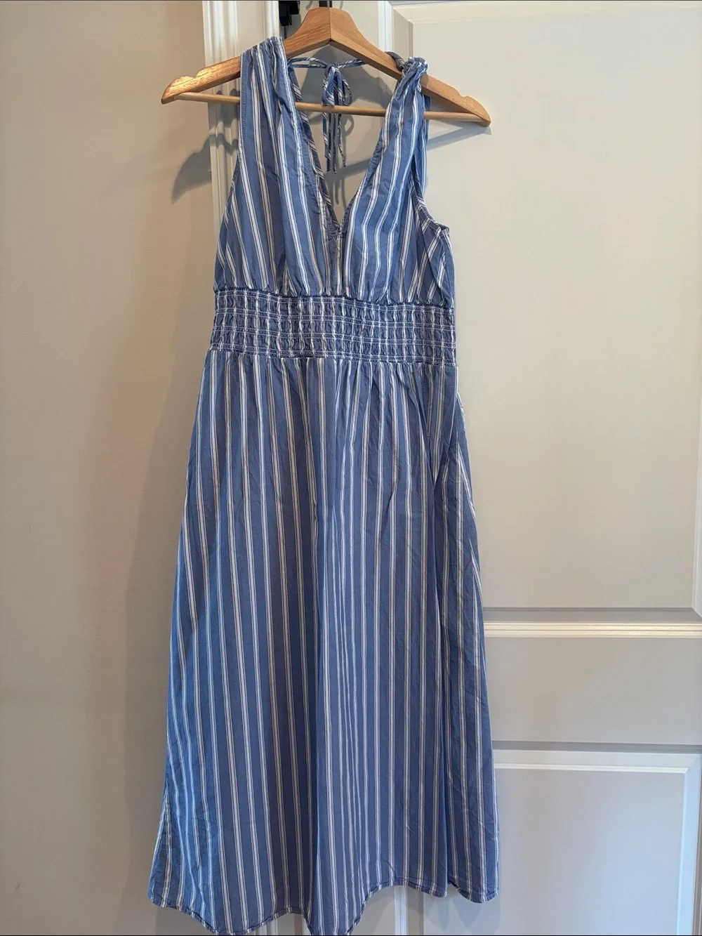 Women’s Blue and White Striped Sundress - 100 percent cotton!